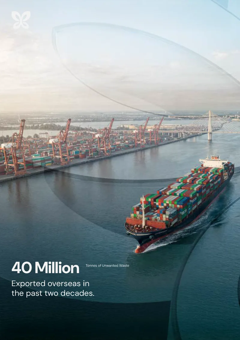 Concept plate — Export: containers of refuse-derived fuel leaving port