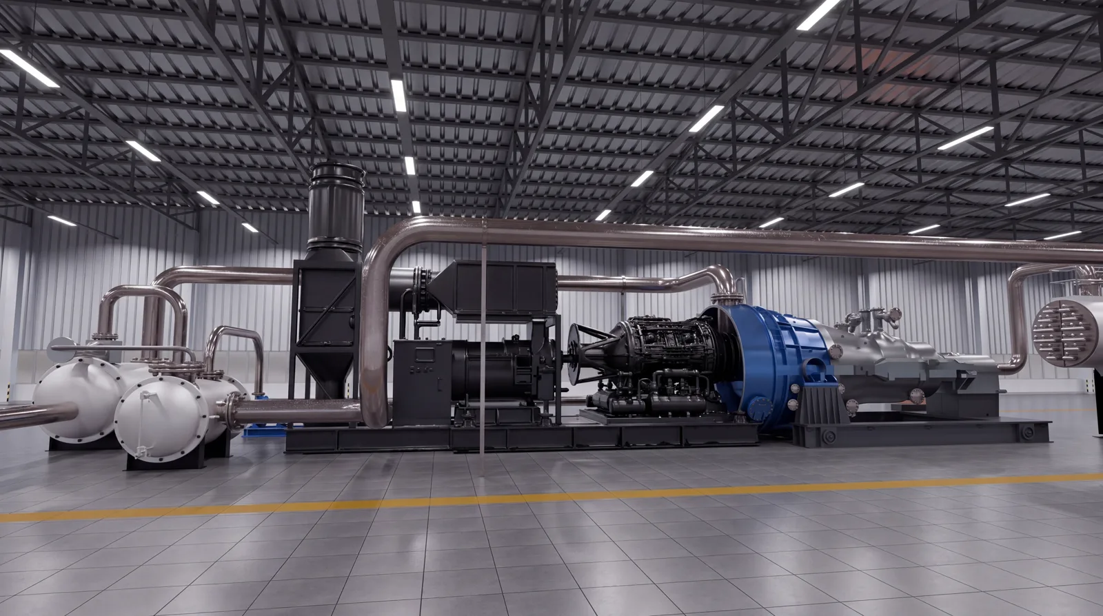 Concept visualisation — the energy island of the Arcams 325, the turbo-generator set